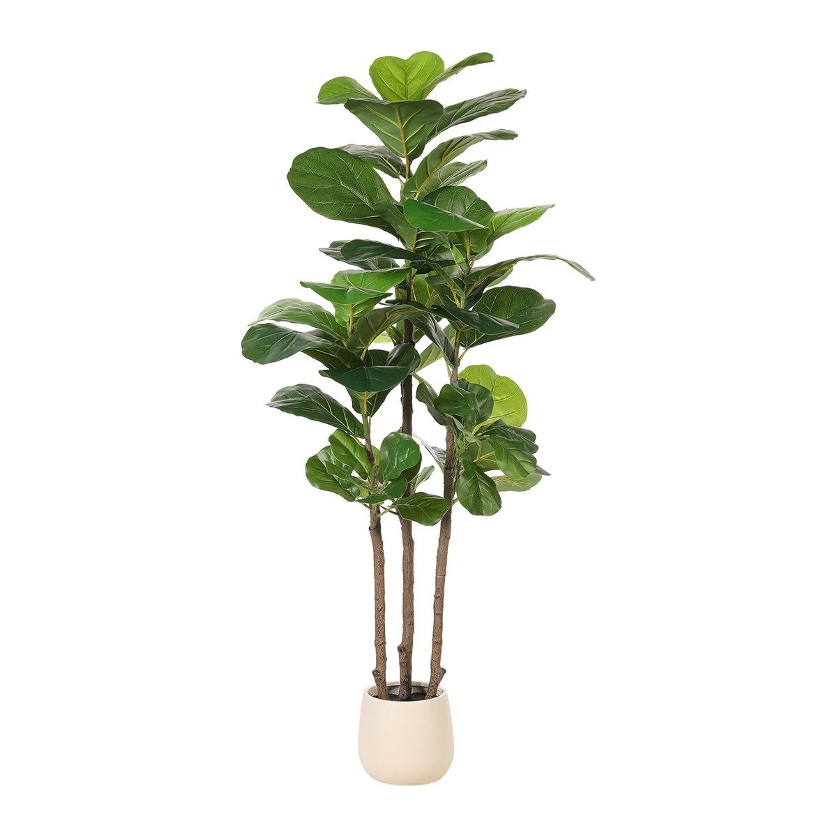 Fiddle Leaf Fig - 人工フィカスツリー 152cm。本物そっくりの大きな葉を持つ、観葉植物。プランター付き。屋内、屋外、家庭、オフィスでの装飾に最適。