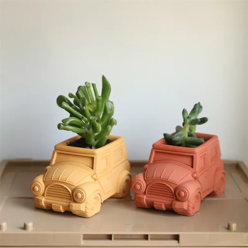 Plant Pot - ボウアン・ニコール ヴィンテージカー型コンクリートシリコンモールド 植木鉢DIYペンホルダー セメントジェスモナイト型 DIY手作り用
