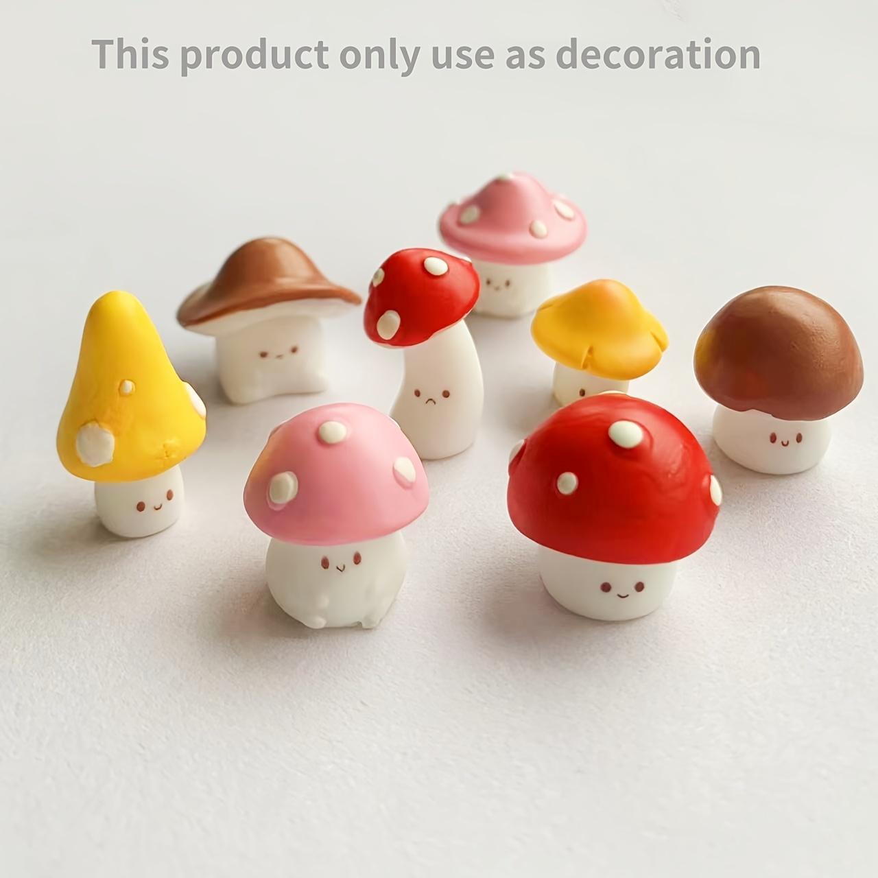 Succulent Set - 8個の装飾アートミニ絵文字キノコ像、樹脂製、DIY手作り、屋外多肉植物ガーデンデコレーション、クリスマス付き