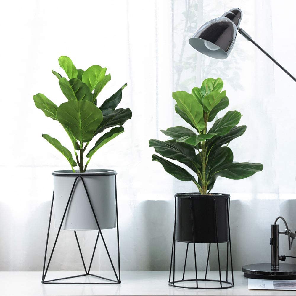 Fiddle Leaf Fig - AB33-2 個人工フィドルリーフイチジク 19.6 インチフェイク植物フィカスブッシュ緑結婚式中庭屋外装飾