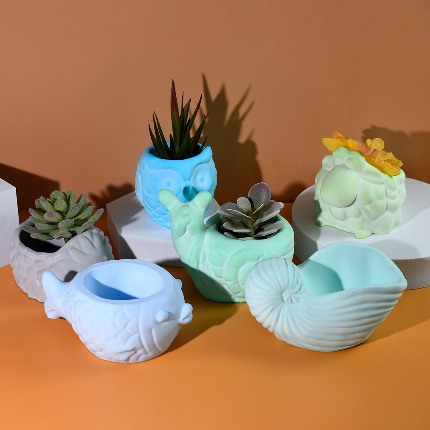3D 動物植木鉢シリコーン型 DIY カタツムリフクロウ巻貝 - Succulent Set のレビューと価格
