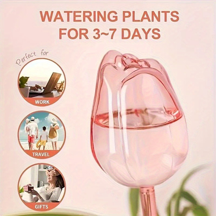 透明な厚手のPET製チューリップ型自動給水スパイク、室内鉢植 - Pothos のレビューと価格