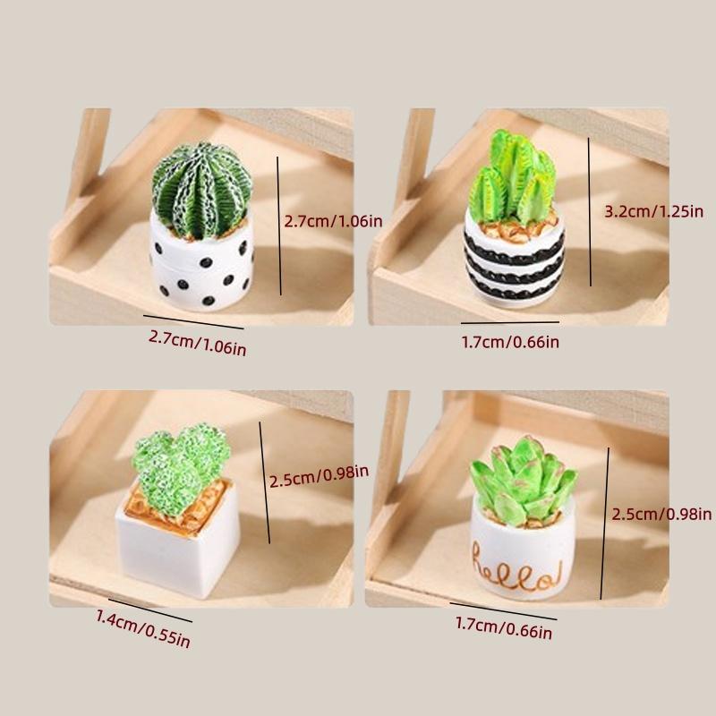 サボテン多肉植物の鉢植え4点セット、フェアリーガーデンアクセ - Succulent Set のレビューと価格